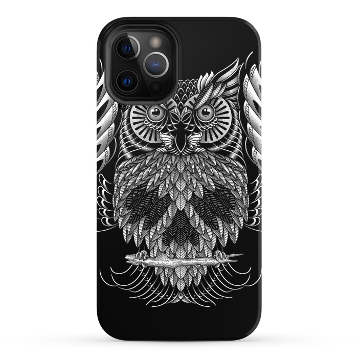 iPhone 12 Pro StrongFit Owl Skull Ornate (Dark) by Afif Quilimo
