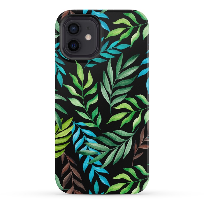 iPhone 12 mini StrongFit Tropical leaves by Julia Badeeva