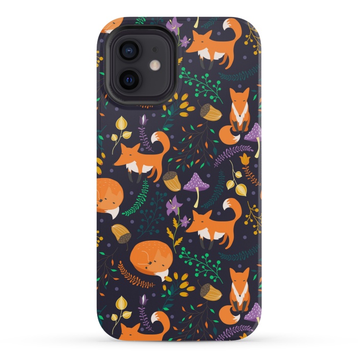 iPhone 12 mini StrongFit Cute foxes by Julia Badeeva