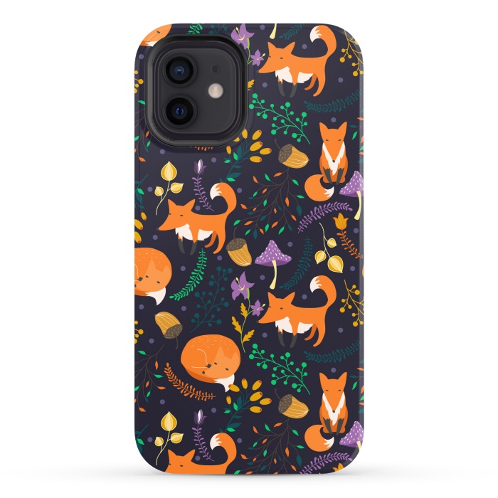 iPhone 12 StrongFit Cute foxes by Julia Badeeva
