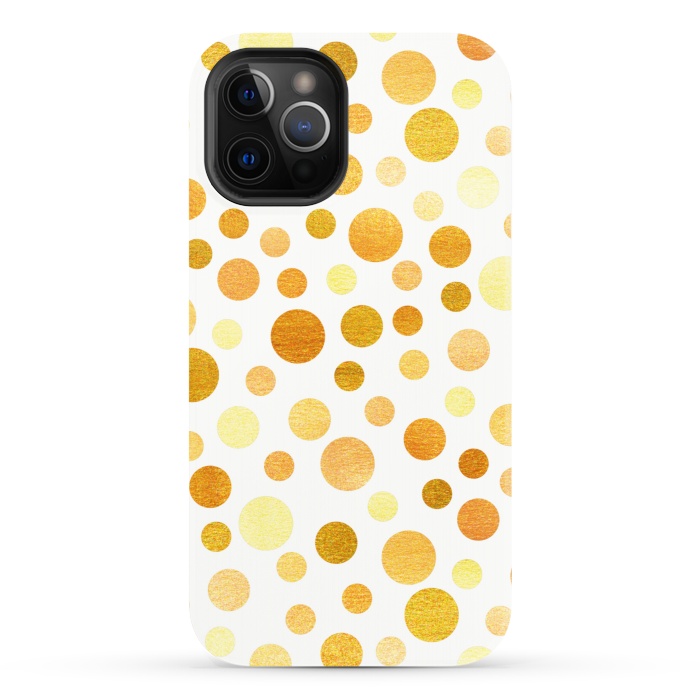 iPhone 12 Pro StrongFit Gold Polka Dots  by Tigatiga
