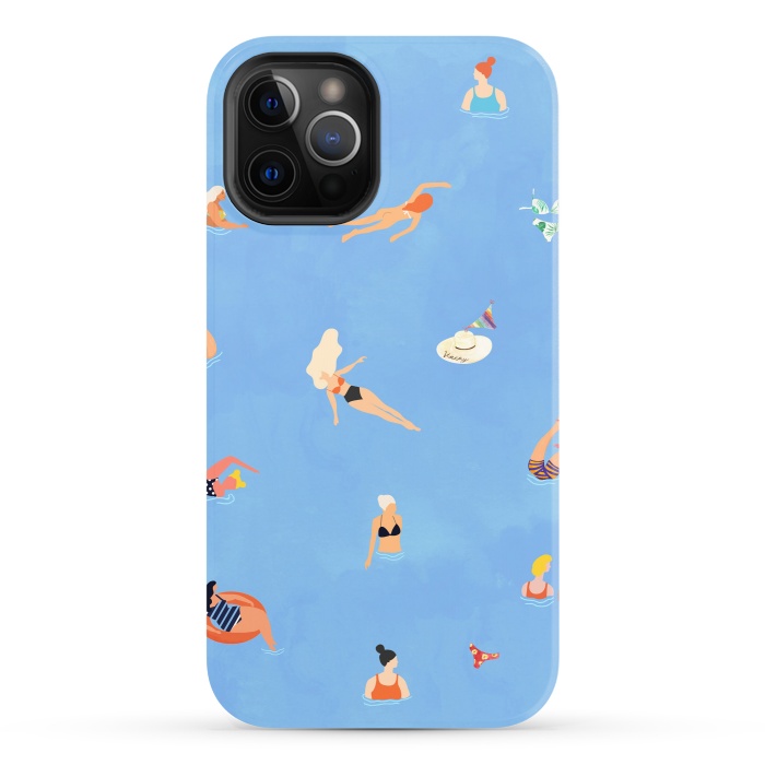 iPhone 12 Pro StrongFit Summer Weekend in The Ocean Watercolor Swim Painting | Travel People Chic Eclectic Boho Fun by Uma Prabhakar Gokhale