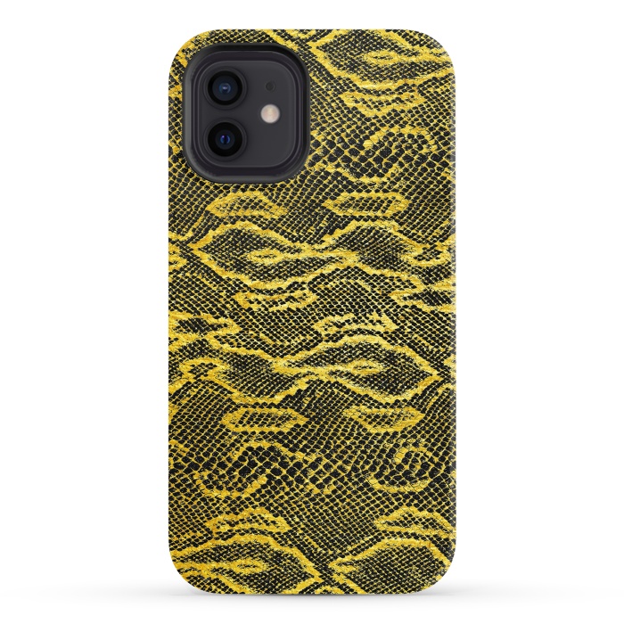 iPhone 12 StrongFit Black and Gold Snake Skin I by Art Design Works