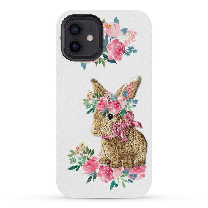 iPhone 12 mini StrongFit Flower Friends Bunny Lace by Monika Strigel