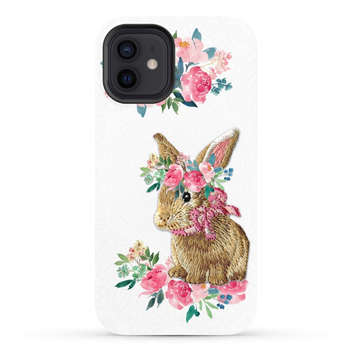 iPhone 12 StrongFit Flower Friends Bunny Lace by Monika Strigel