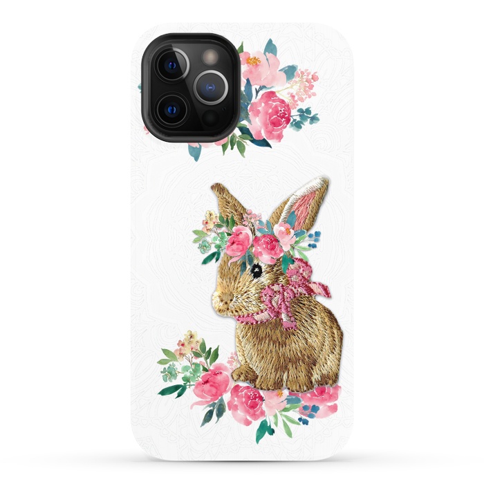 iPhone 12 Pro StrongFit Flower Friends Bunny Lace by Monika Strigel