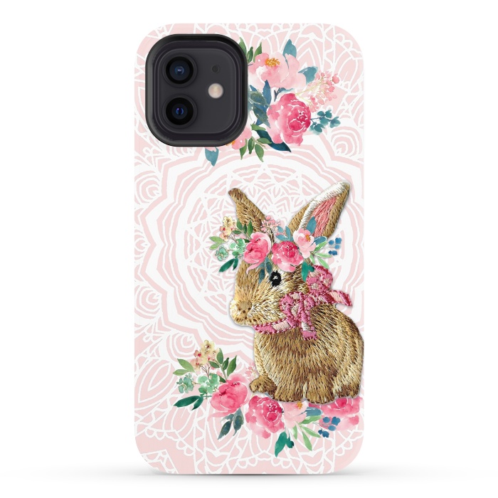 iPhone 12 StrongFit Flower Friends Bunny by Monika Strigel