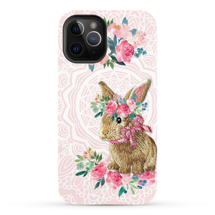 iPhone 12 Pro StrongFit Flower Friends Bunny by Monika Strigel