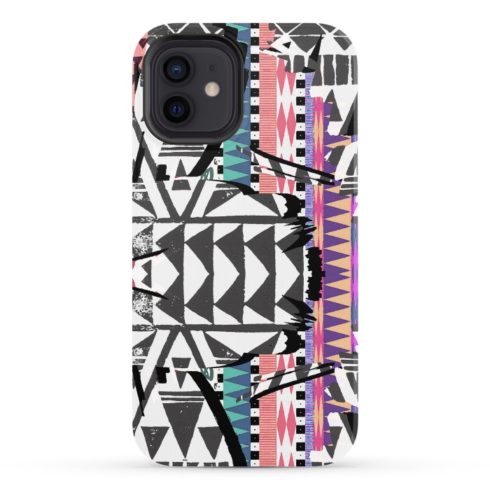 iPhone 12 StrongFit Colourful African inspired ethnic print by Oana 