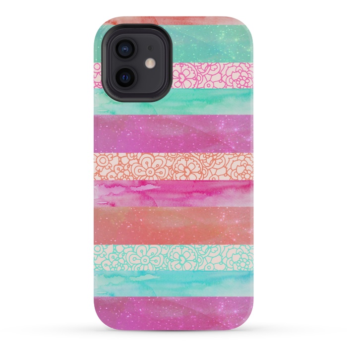 iPhone 12 mini StrongFit Tropical Stripes by Tangerine-Tane