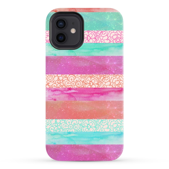 iPhone 12 StrongFit Tropical Stripes by Tangerine-Tane