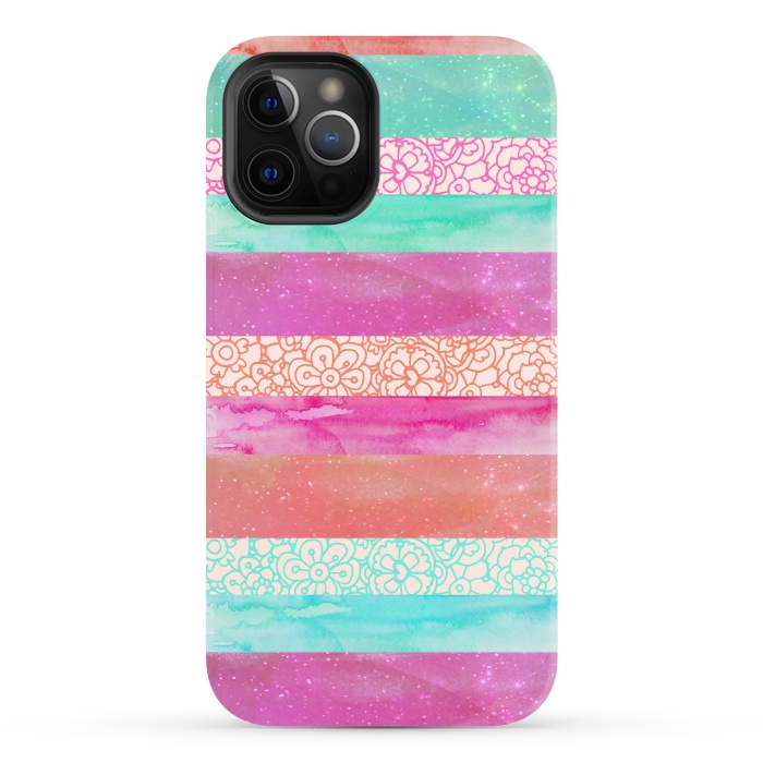 iPhone 12 Pro StrongFit Tropical Stripes by Tangerine-Tane