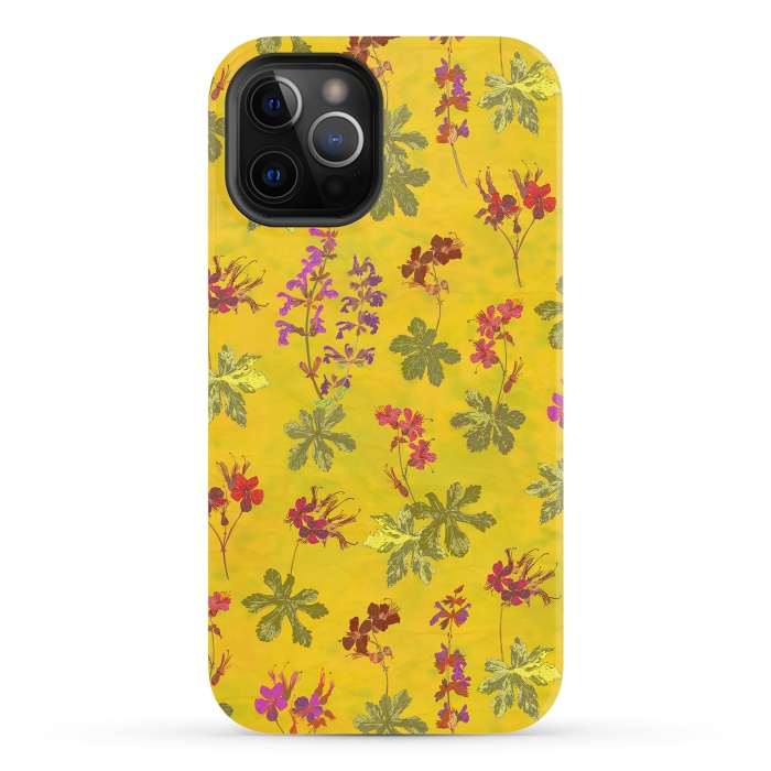 iPhone 12 Pro StrongFit Cottage Garden Floral Yellow by Lotti Brown