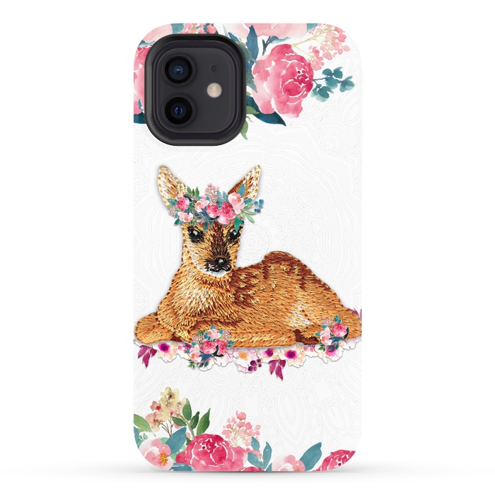 iPhone 12 StrongFit Flower Friends Fawn Lace by Monika Strigel