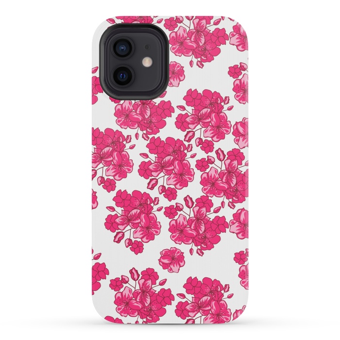 iPhone 12 mini StrongFit pink floral print 2 by MALLIKA