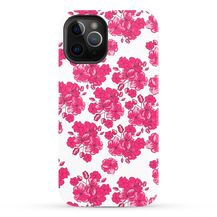 iPhone 12 Pro StrongFit pink floral print 2 by MALLIKA