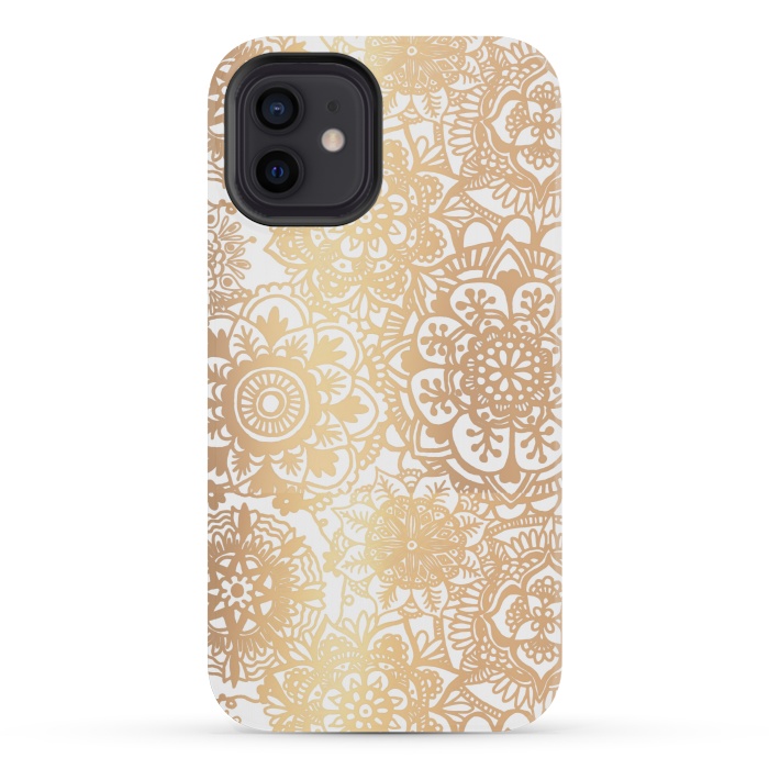 iPhone 12 mini StrongFit Gold Mandala Pattern by Julie Erin Designs
