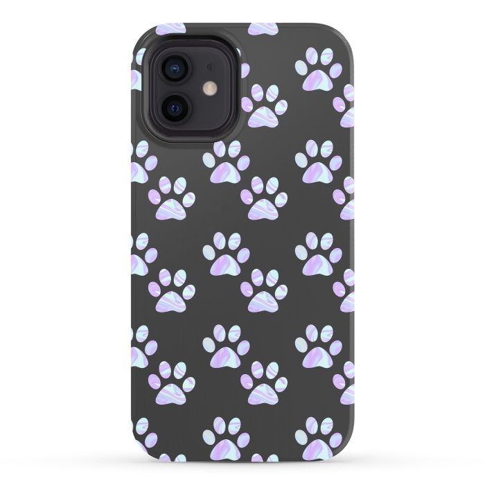 iPhone 12 StrongFit Pastel Paw Prints Pattern by Julie Erin Designs