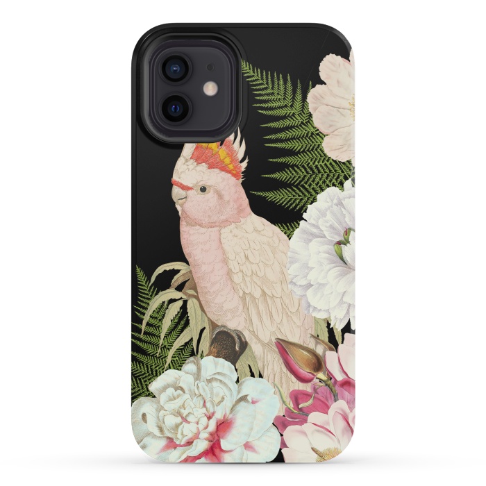 iPhone 12 mini StrongFit Vintage Cockatoo in Flower Jungle by  Utart