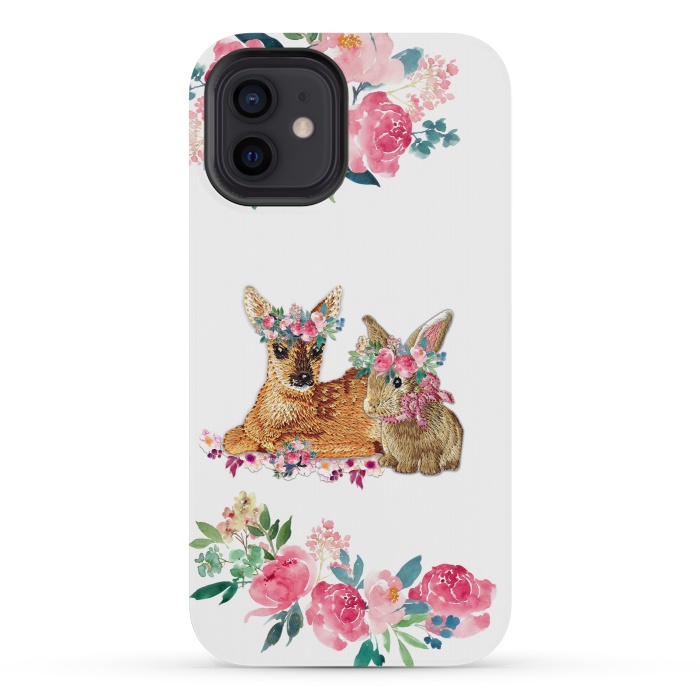iPhone 12 mini StrongFit Flower Friends Fawn Bunny Basic by Monika Strigel