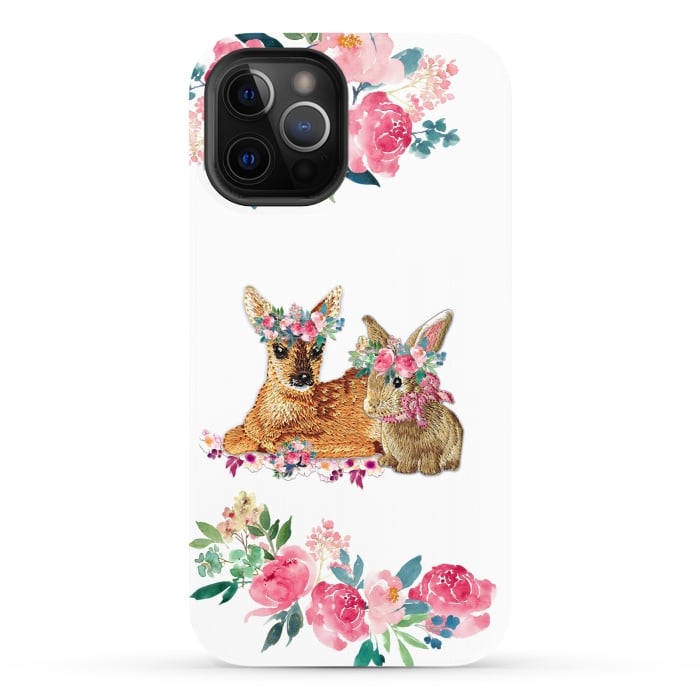 iPhone 12 Pro StrongFit Flower Friends Fawn Bunny Basic by Monika Strigel