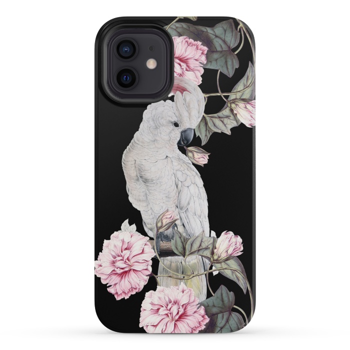 iPhone 12 mini StrongFit Nostalgic White Cockatoo With Pink Flowers by  Utart