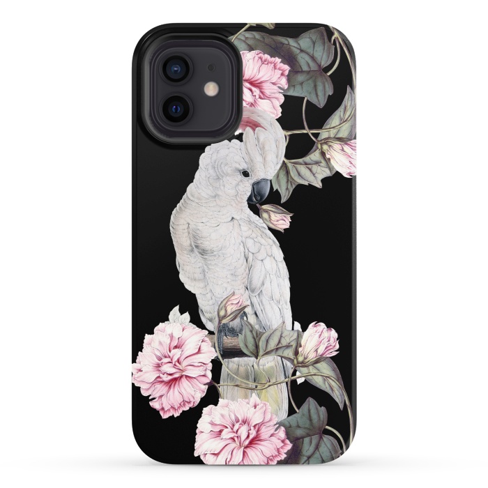 iPhone 12 StrongFit Nostalgic White Cockatoo With Pink Flowers by  Utart