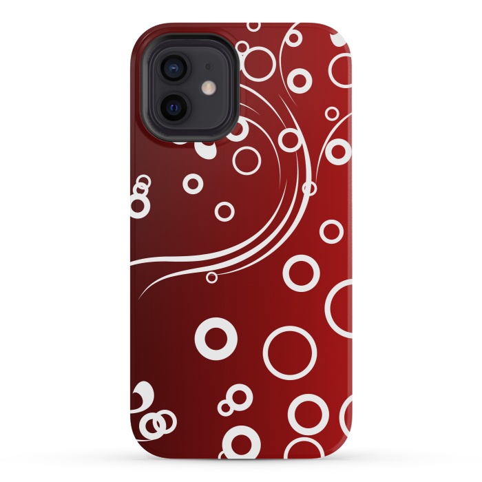 iPhone 12 mini StrongFit White Abstracts on Red by Texnotropio