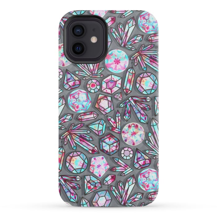 iPhone 12 mini StrongFit Kaleidoscope Crystals - Grey  by Tigatiga