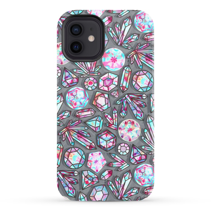 iPhone 12 StrongFit Kaleidoscope Crystals - Grey  by Tigatiga