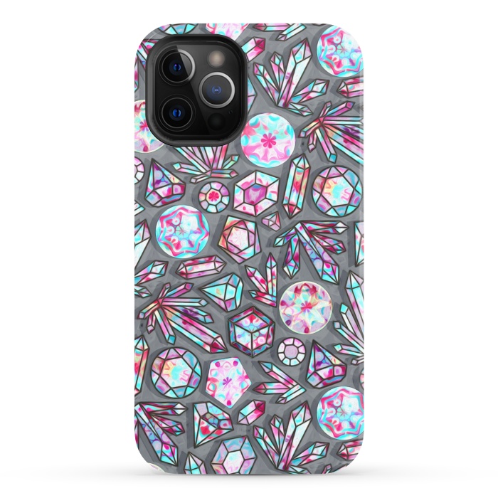 iPhone 12 Pro StrongFit Kaleidoscope Crystals - Grey  by Tigatiga