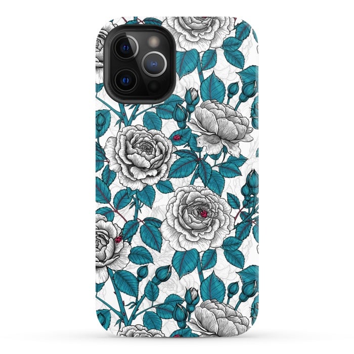 iPhone 12 Pro StrongFit  White roses and ladybugs by Katerina Kirilova