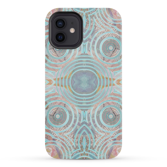 iPhone 12 mini StrongFit Pastel playful African inspired circle sketch pattern by Oana 