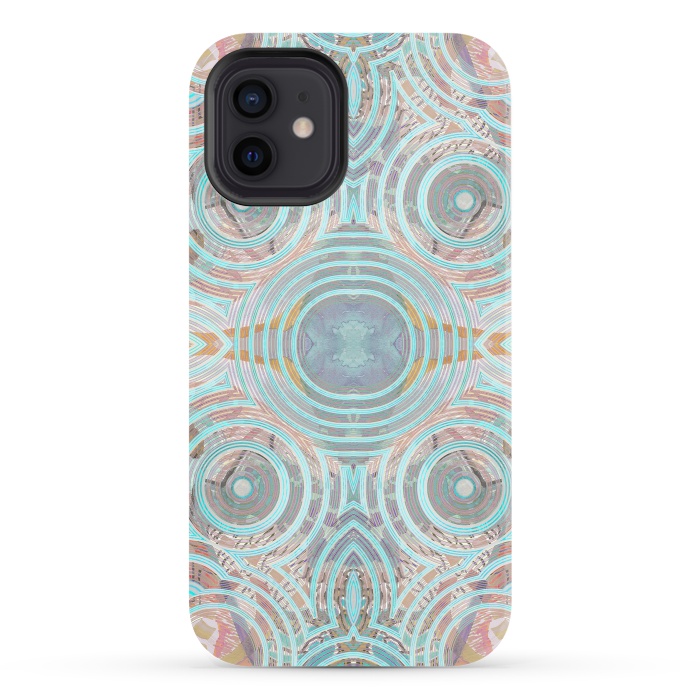 iPhone 12 StrongFit Pastel playful African inspired circle sketch pattern by Oana 