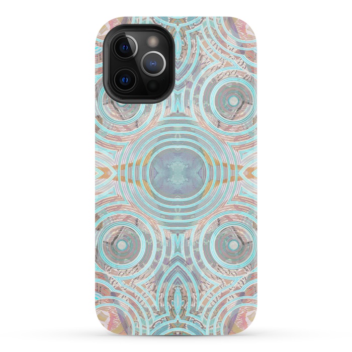iPhone 12 Pro StrongFit Pastel playful African inspired circle sketch pattern by Oana 