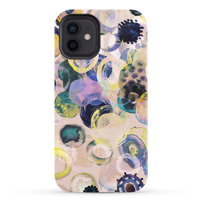 iPhone 12 StrongFit Colorful playful watercolour dots by Oana 