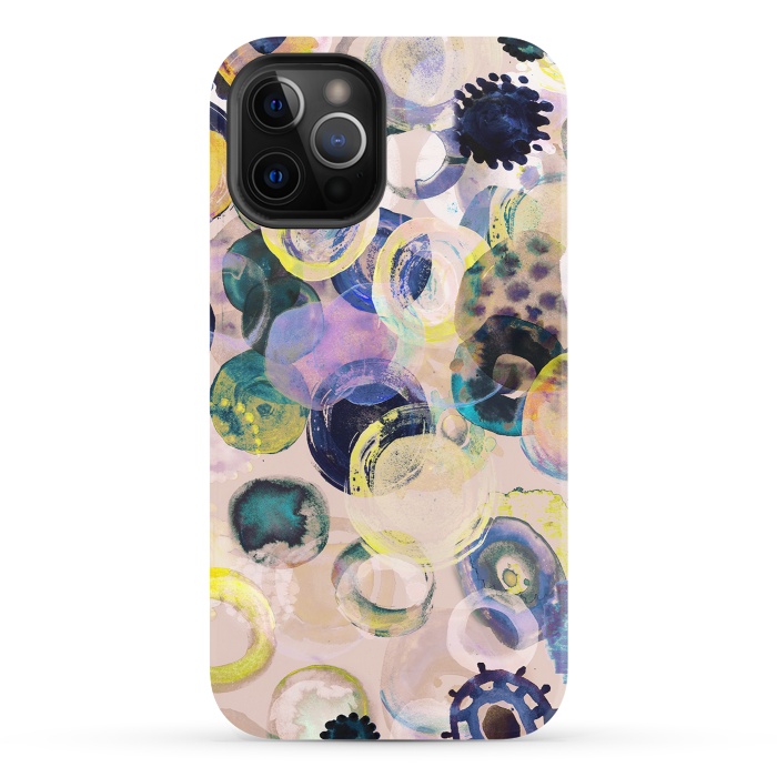 iPhone 12 Pro StrongFit Colorful playful watercolour dots by Oana 