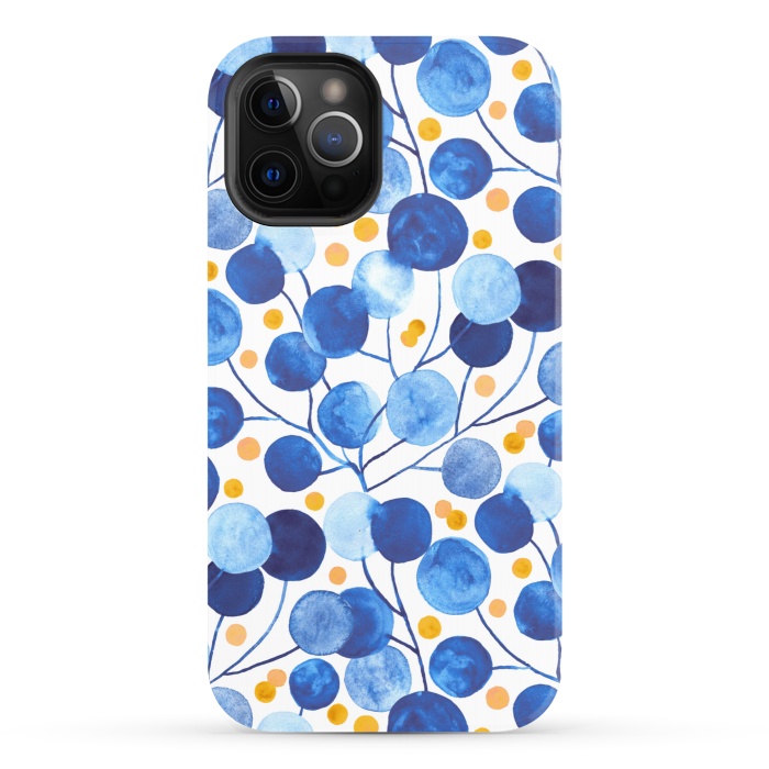 iPhone 12 Pro StrongFit Pompom Plants in Cobalt & Gold by Tigatiga