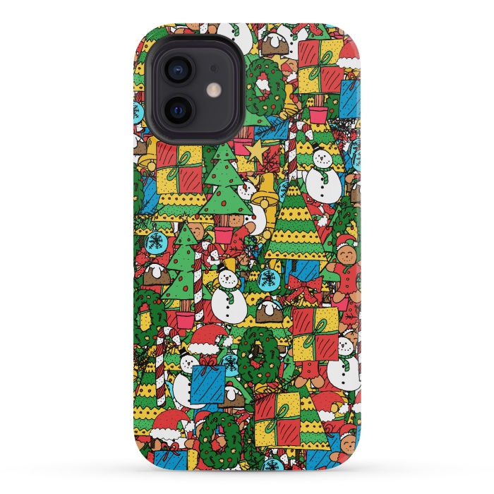 iPhone 12 mini StrongFit Merry Christmas pattern by Steve Wade (Swade)