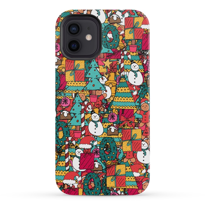 iPhone 12 mini StrongFit Festive Christmas Pattern by Steve Wade (Swade)