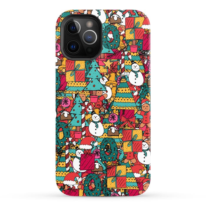 iPhone 12 Pro StrongFit Festive Christmas Pattern by Steve Wade (Swade)