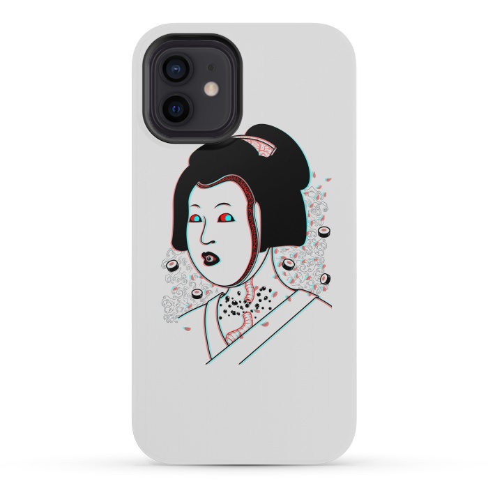 iPhone 12 mini StrongFit Psychedelic Geisha by Pigboom