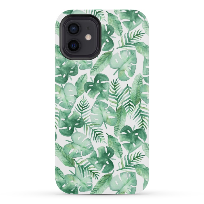 iPhone 12 mini StrongFit Tropical Jungle on White by Tangerine-Tane