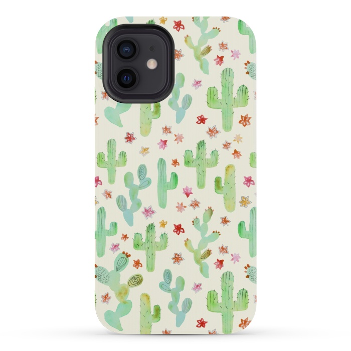 iPhone 12 mini StrongFit Watercolor Cacti by Tangerine-Tane