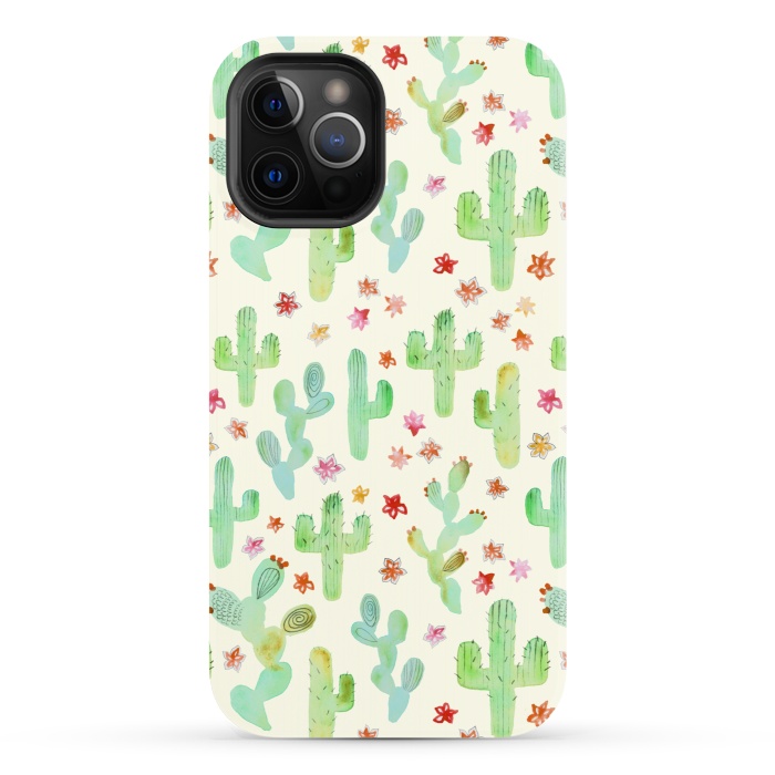 iPhone 12 Pro StrongFit Watercolor Cacti by Tangerine-Tane