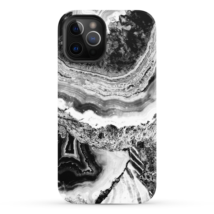 iPhone 12 Pro StrongFit Black and white geode marble art by Oana 