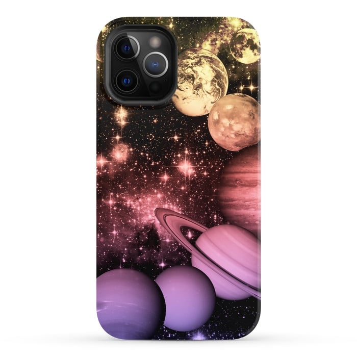 iPhone 12 Pro StrongFit Pastel gradient Solar System space art by Oana 