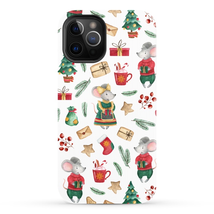 iPhone 12 Pro StrongFit Christmas cute mice by Julia Badeeva