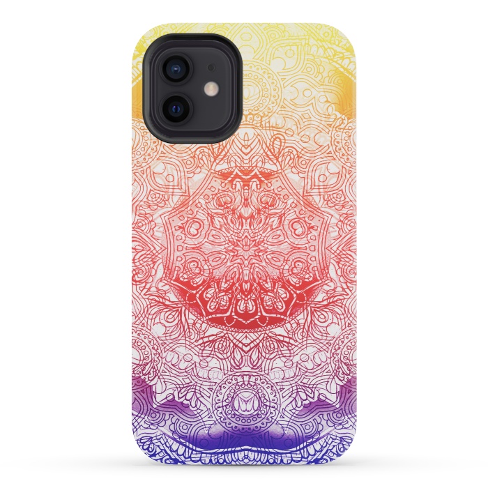 iPhone 12 mini StrongFit Vibrant rainbow mandala by Oana 