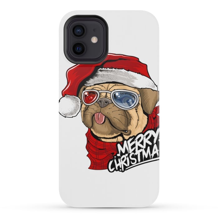 iPhone 12 mini StrongFit cute santa dog  by haroulita